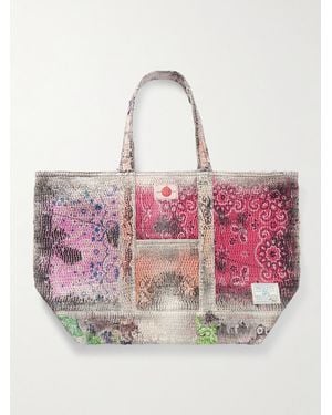 PROLETA-RE-ART Logo-Appliquéd Sashiko Boro Denim Tote Bag - Pink