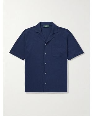 Slowear Zanone Camp-Collar Cotton-Jersey Shirt - Blue