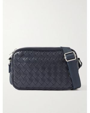 Bottega Veneta Intrecciato Leather Messenger Bag - Blue