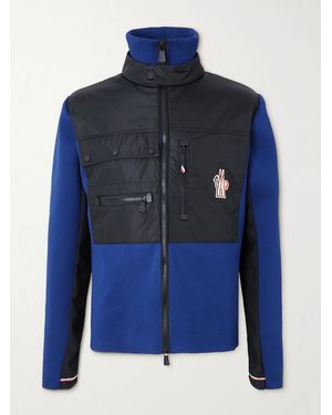 Moncler Logo-Appliquéd Fleece And Tech-Jersey Zip-Up Jacket - Blue