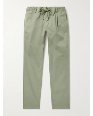 Hartford Tanker Slim-Fit Straight-Leg Cotton Drawstring Trousers - Green