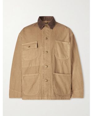 Orslow Corduroy-Trimmed Cotton-Canvas Jacket - Brown