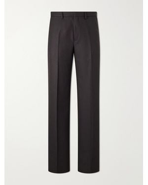 Dries Van Noten Panvel Straight-Leg Herringbone Wool Trousers - Black