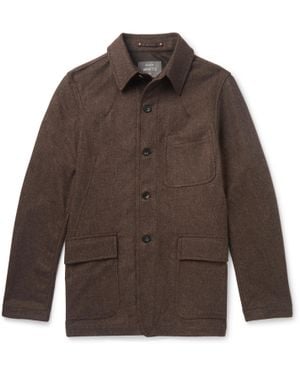 Private White V.c. Herringbone Wool Shirt Jacket - Brown