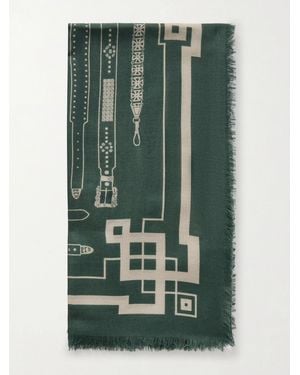 Enfants Riches Deprimes Printed Wool And Silk-blend Scarf - Green