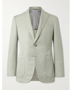 Canali Kei Unstructured Linen And Silk-blend Blazer - Grey