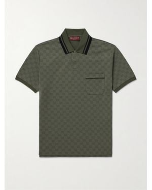 Gucci Polo Con Logo Jacquard - Verde