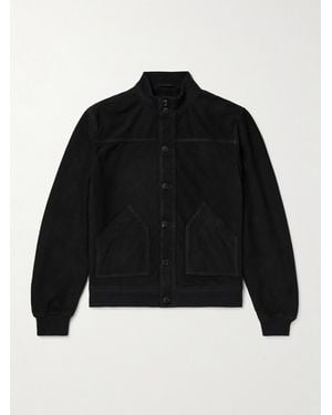 MR P. Perforated Suede Harrington Jacket - Black