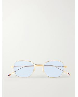 Thom Browne Rectangular-Frame Gold-Toned Sunglasses - Mettallic