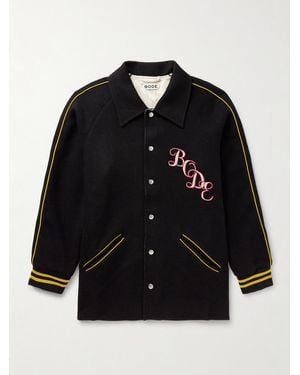 Bode Reversible Logo-Appliquéd Wool And Satin Jacket - Black