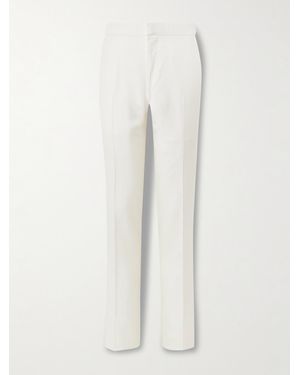 Tom Ford Slim-Fit Tapered Silk-Canvas Tuxedo Trousers - White
