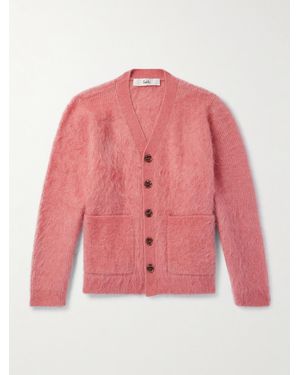 Séfr Kaito Ribbed Brushed Mohair-Blend Cardigan - Pink