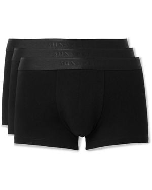 Sunspel Three-Pack Stretch-Cotton Boxer Briefs - Black