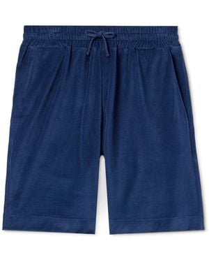 Loro Piana Straight-Leg Cotton And Silk-Blend Chenille Drawstring Bermuda Shorts - Blue