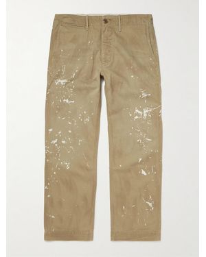 RRL Straight-leg Distressed Cotton-twill Trousers - Natural