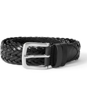 MR P. 3Cm Woven Leather Belt - Black