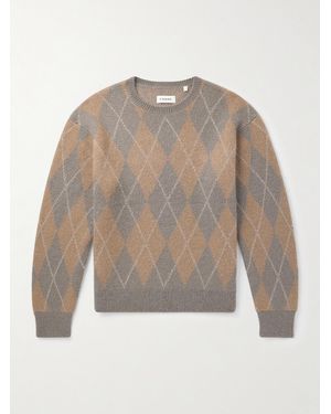FRAME Argyle Knitted Jumper - White