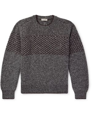 Canali Jacquard-knit Wool-blend Bouclé Sweater - Gray