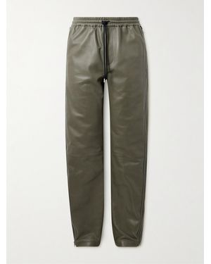 Acne Studios Straight-Leg Zip-Detailed Leather Drawstring Trousers - Green