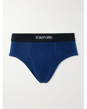 Tom Ford Stretch-Cotton Briefs - Blue