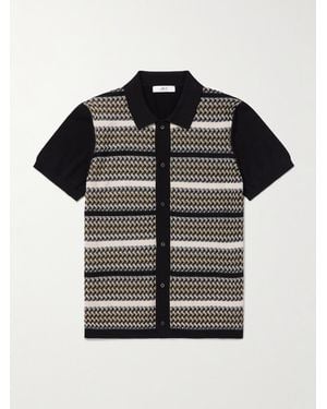 MR P. Striped Jacquard-Knit Organic Cotton Shirt - Black
