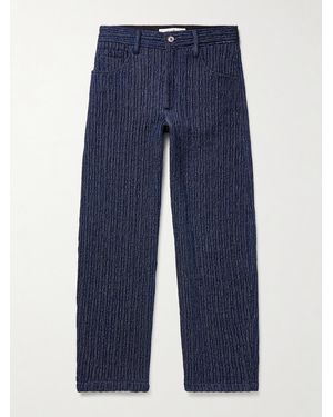 Séfr Nasedo Straight-Leg Ribbed Cotton-Blend Bouclé Trousers - Blue