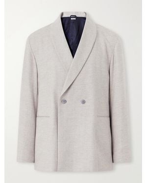 Blue Blue Japan Shawl-Collar Wool, Cotton And Yak-Blend Twill Suit Jacket - White