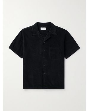 Les Tien Camp-Collar Garment-Dyed Cotton-Corduroy Shirt - Black