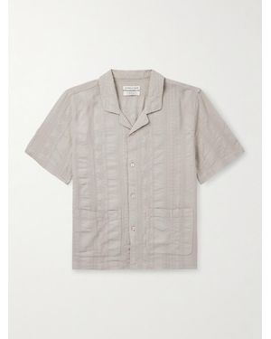 A Kind Of Guise Camp-collar Embroidered Cotton-gauze Shirt - Grey