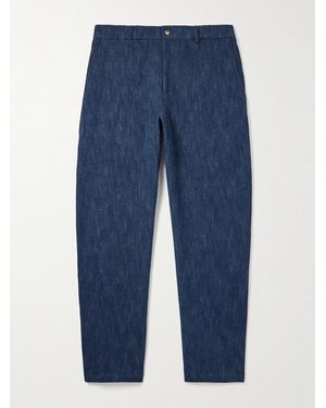 De Bonne Facture Balloon schmal zulaufende Hose aus einer Baumwoll-Schurwollmischung - Blau