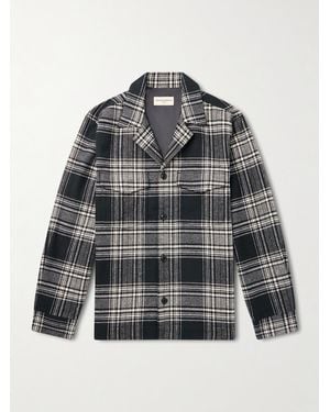 Officine Generale Judas Camp-Collar Checked Cotton-Flannel Overshirt - Grey