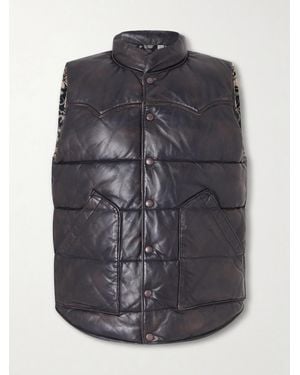 RRL Reversible Quilted Leather Gilet - Grey