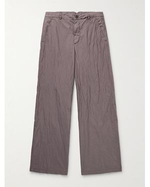 Our Legacy Straight-Leg Crinkled Cotton-Blend Trousers - Purple
