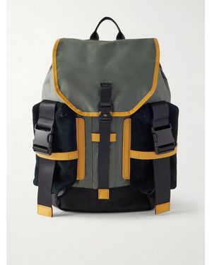 master-piece Leather And Suede-Trimmed Cordura Backpack - Grey