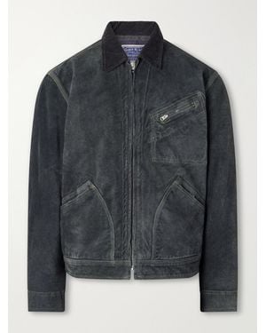 RRL Chrysler Corduroy-Trimmed Suede Jacket - Black