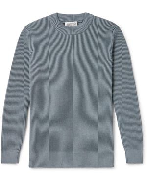 S.N.S. Herning Fender Iii Slim-Fit Ribbed Virgin Wool Sweater - Blue