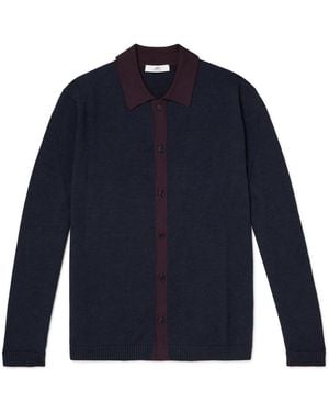 MR P. Two-tone Merino Wool Shirt - Blue