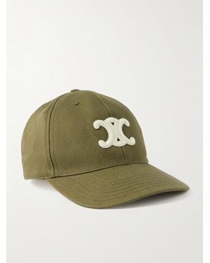 Celine Triomphe Logo-Appliquéd Cotton-Blend Drill Baseball Cap - Green