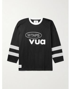 WTAPS Netminder Logo-Appliquéd Embroidered Mesh T-Shirt - Nero