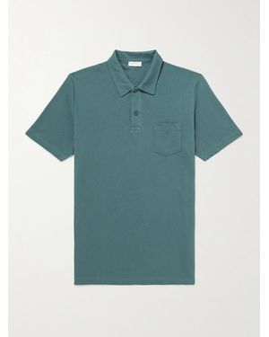 Sunspel Riviera Slim-Fit Cotton-Mesh Polo Shirt - Green