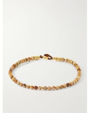 Mikia Circle 4-Plated Sterling Petrified Wood Beaded Bracelet - Natural