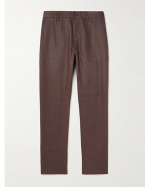 NN07 Theo 1454 Straight-Leg Linen Trousers - Brown