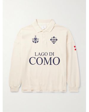 Rhude Como 1907 Oversized Printed Cotton-piqué Polo Shirt - Natural