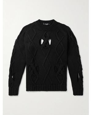 Versace Open-knit Alpaca And Wool-blend Jumper - Black