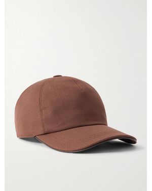 Canali Wool And Linen-Blend Twill Baseball Cap - Brown