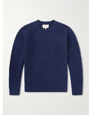 Folk Direction Ribbed Wool-Blend Sweater - Blue
