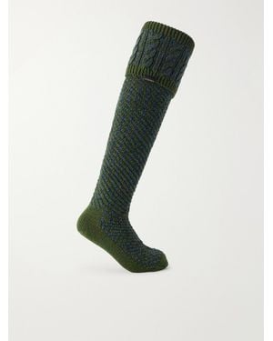 James Purdey & Sons Stornoway Cable-Knit Wool-Blend Socks - Green