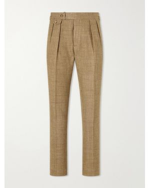 Polo Ralph Lauren Straight-leg Pleated Houndstooth Linen - Natural