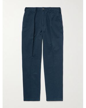Drake's Mk. I Games Tapered Pleated Cotton-Twill Suit Trousers - Blue