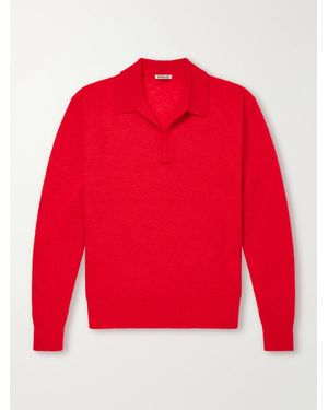 AURALEE Alpaca-Blend Polo Sweater - Rot